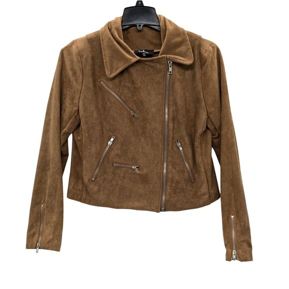 Lulus Moto Jacket Women Size XL Faux Suede Asymmetrical Zipper Boho Retro Grunge - Picture 1 of 9